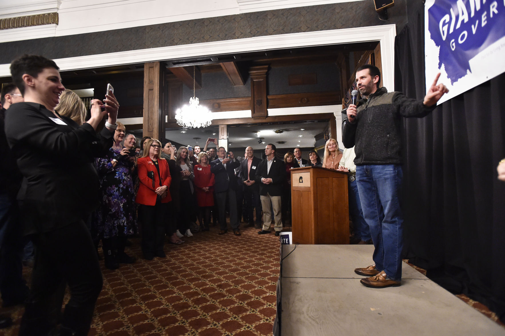 Donald Trump Jr. stumps for Greg Gianforte during a campaign fundraiser